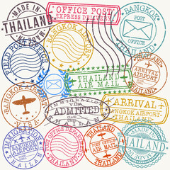 Bangkok Thailand Stamp Vector Art Symbol Design Badge Landmark Rubber.