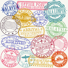 Naklejka premium Kuala Lumpur Malaysia Stamp Vector Art Postal Passport Design Badge Rubber.