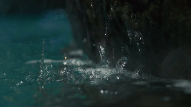 Macro of a small waterfall in slow motion