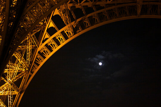 Moon under Eiffel tower