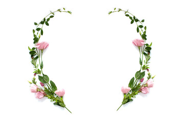 Frame for text made of flowers in pastel colors. Isolate. Mock up