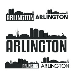 Fototapeta na wymiar Arlington Texas Flat Icon Skyline Vector Silhouette Design Set.
