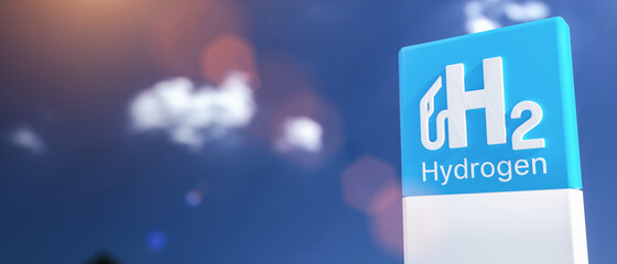 Blue Hydrogen filling H2 Gas Pump station icon isolated on background - H2 energy concept