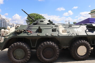 military trucks with army at Minsk street