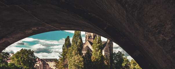 View of the Temple Neuf at the Moselle River, Lorraine, France
