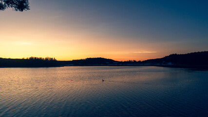 Abenrot auf Vaxholm, Blick aufs Wasser