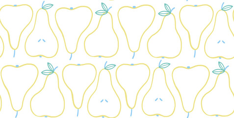 Vector seamless pear pattern. Repeating background with hand drawn pears. Illustration of summer fruits background. Can be used for fabric,wrapping,wallpapers,web page backgrounds,textile.
