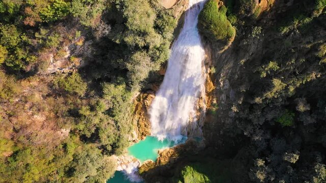 Aerial view of El Chiflon Waterfalls in Chiapas, Mexico.