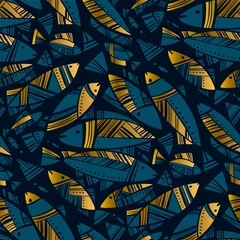 Foto op Plexiglas Zee Luxe vis silhouet naadloos patroon