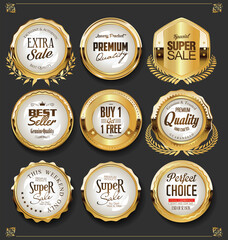Retro vintage golden badges labels badges and shields 