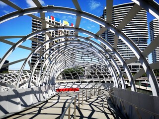 Webb Bridge in the Docklands area of Melbourne - is a pedestrian and cycle bridge over the Yarra River.
