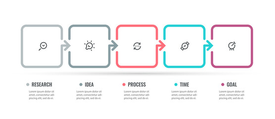 Vector Infographic design with 5 options or steps. Infographics for business concept. Can be used for presentations banner, workflow layout, process diagram, flow chart, info graph