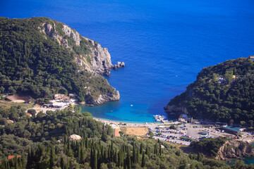 Fototapeta na wymiar Panoramic view of Paleokastritsa bay, Corfu, Greece