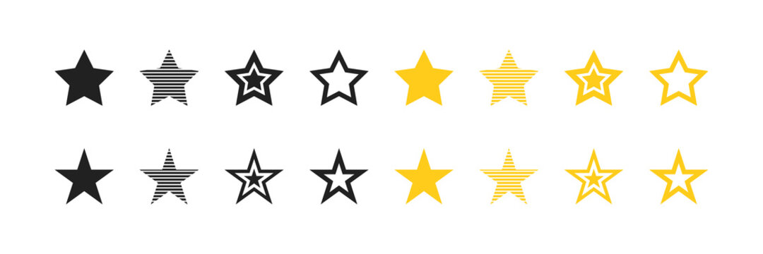 Space Star Set Black And Yellow Flat Icon. Abstract Gold Web Button. Vector Illustration