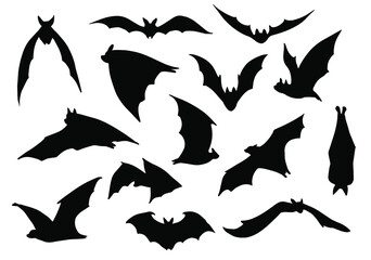 Bats silhouettes set. Vector shapes
