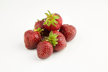 Strawberries isolated on white background. Red ripe berries