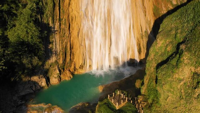 Aerial view of El Chiflon Waterfalls in Chiapas, Mexico.