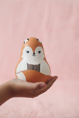 Cute wooden toys for baby. Educational toys for newborn. Eco friendly non plastic toys concept. baby shower. 