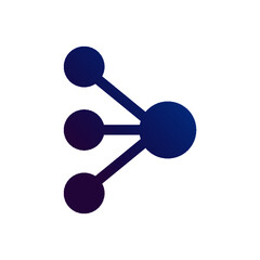 Connection network icon. In purple with fully editable gradient