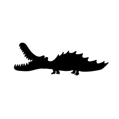 Alligator black silhouette. Vector icon of a crocodile.