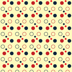 Brown and blue circles pattern isolated on cream color background. Simple pattern for fabric, textile, wrapper paper. 