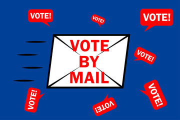 Vote by mail campaign banner for the 2020 presidential election in America during the covid pandemic. All elements are isolated.