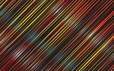 Geometric stylish bright background with multi-colored lines and stripes. Vector graphics on a black background.