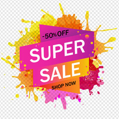 Sale Banners With Blobs Isolated Transparent Background With Gradient Mesh, Vector Illustration