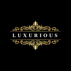 Luxury Logo template, luxury flourish style, for Wedding, Tattoo, Fashion, Restaurant, Royalty, Boutique, Cafe, Hotel, Heraldic, Jewelry, in vector illustration