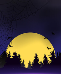 Halloween dark blue Background Template. Vector illustration