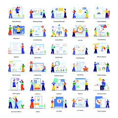 
Variety of Seo Marketing Flat Illustrations
