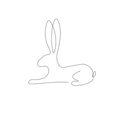 Bunny silhouette on white background. Farm animal vector illustration