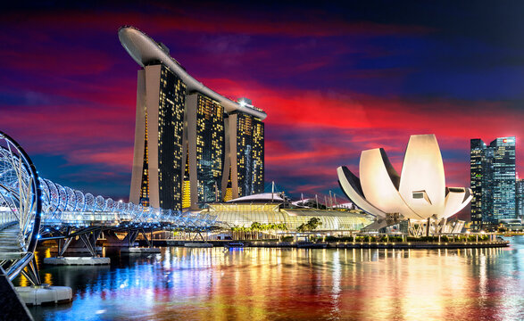 Singapur;  " Marina Bay " am Abend.