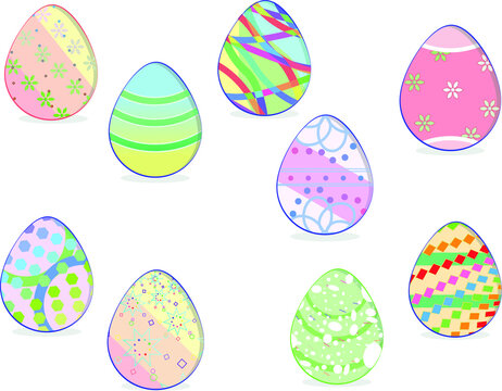colorful Easter egg design vector that looks beautiful and randomly arranged, and various patterns and sizes as well as slope