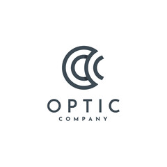 Circle Initial Letter O C OC Optic with circular simple lines logo design