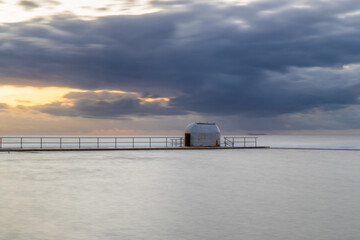 Cloudy sky over Merewether pumphouse in the morning.