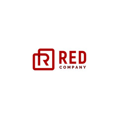 Fototapeta premium Initial Letter R with simple square line logo design