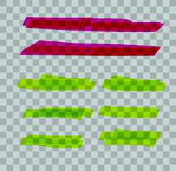 Set of colored strokes markers. Vector highlight brush lines. Hand drawing sketch underlined, stripes. Elements on an isolated transparent background.
