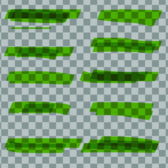 Set of colored strokes markers. Vector highlight brush lines. Hand drawing sketch underlined, stripes. Elements on an isolated transparent background.
