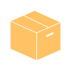 Box yellow icon. Closed box outline vector illustration isolated on white.