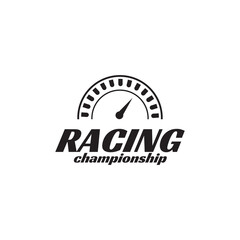 Racing championship logo design incorporated with speedometer icon