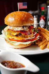 A Plate Of The American Hamburger