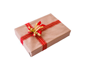 Isolated gift box on white background with clipping path for design elements.