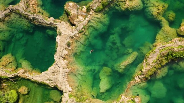 Aerial view of El Salto waterfalls in San Luis Potosi, Mexico.