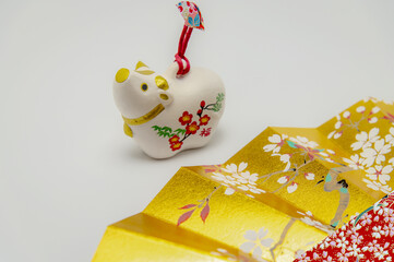 2021年正月　干支　牛と扇