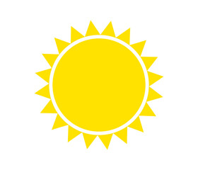 Yellow sun flat design symbol.