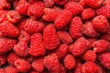 Freshly harvested raspberry. Selective focus. Shallow depth of field. 