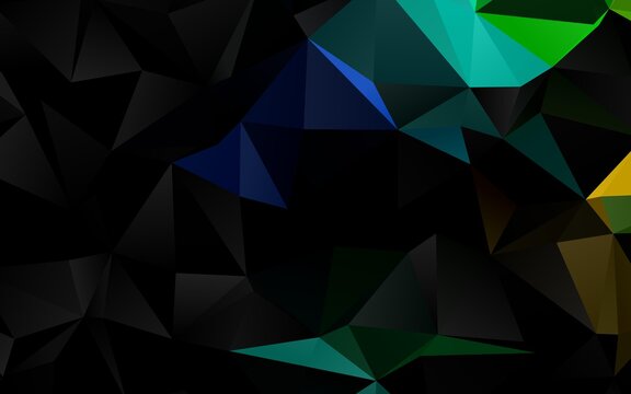 Dark Multicolor, Rainbow vector polygonal background. Shining illustration, which consist of triangles. Completely new design for your business.