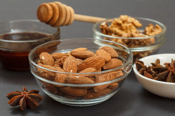 Health remedy foods for cold and flu relief on a black background.