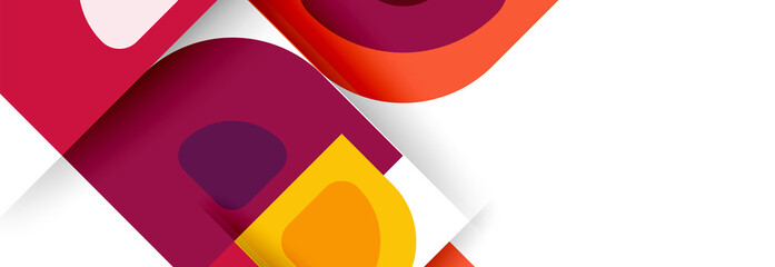 Set of vector modern geometric abstract backgrounds with repeating abstract round shapes patterns and shadow effects